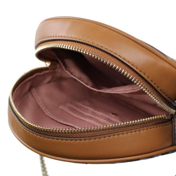 Kate Spade Canteen Jacquard Cherry Brown Crossbody Round Small Leather Floral - Picture 9 of 11